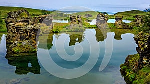 Myvatn lake, monumental rocks