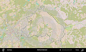 Markisch-Oderland outlined, Germany. Topographic Standard