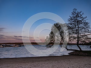 MÃ¼ritz Lake in the evening on the Mecklenburg Lake District