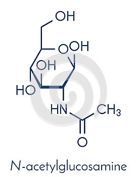 N-Acetylglucosamine NAG food supplement molecule. Skeletal formula.