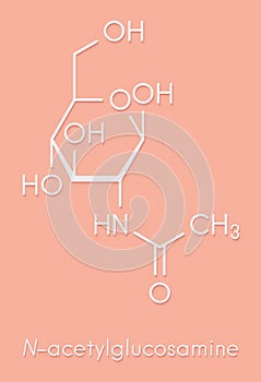 N-Acetylglucosamine NAG food supplement molecule. Skeletal formula.