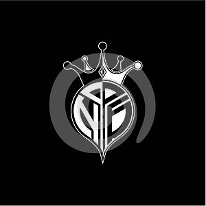 N G circle monogram logo emblem style with clown crown shape vector decoration photo