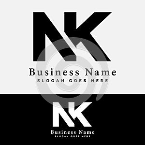 N, K, NK letter Logo Design. Alphabet NK initial logo vector Illustration