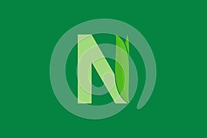 N letter and leaf logo design template vector