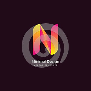 N letter minimal logo template. Vector illustration