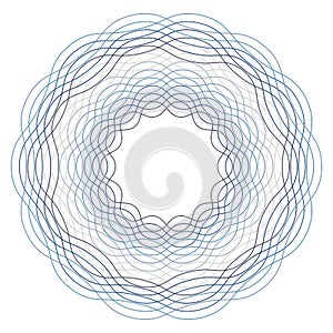 Circle Guilloch in vector, circle border frame