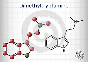 N,N-Dimethyltryptamine, dimethyltryptamine, DMT molecule. It is tryptamine alkaloid, indoleamine derivative, serotonergic photo