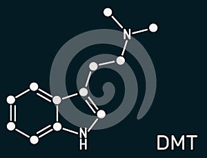 N,N-Dimethyltryptamine, dimethyltryptamine, DMT molecule. It is tryptamine alkaloid, indoleamine derivative, serotonergic photo