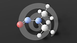 n-nitrosodimethylamine molecule, molecular structure, dimethylnitrosamine, ball and stick 3d model, structural chemical formula