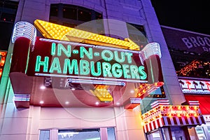 In-N-Out Hamburgers sign at the Las Vegas Restaurant Flamingo entrance
