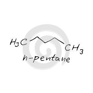 n-pentane molecule formula. Hand drawn imitation of n-pentane structural model photo