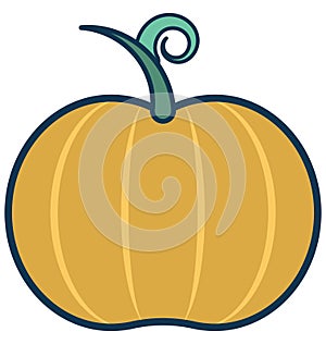 Pumpkin Line Vector Isolated Icon customized and editable