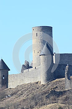 NÃ¼rburg, castle in winter, three towers photo