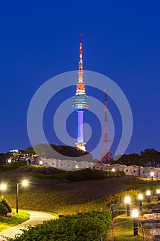 N Seoul Tower Located on Namsan Mountain in central Seoul, Korea.