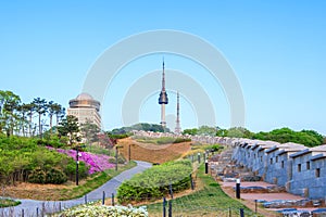 N Seoul Tower Located on Namsan Mountain in central Seoul, Korea.