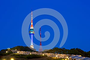 N Seoul Tower Located on Namsan Mountain in central Seoul, Korea.