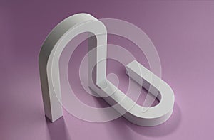 N and U letters logo in modern shape white object on purple background with copy space