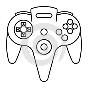 N64 or gamecube video game controller line art icon for apps or website