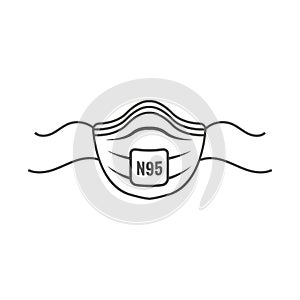 N95 facemask ppe face mask icon set - respiratory face masks