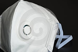 The N95 mask,placed on black background view