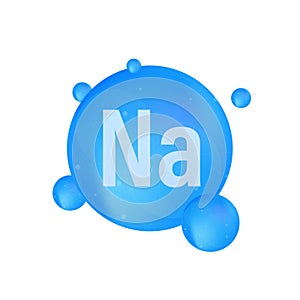 Na, Natrium blue shining pill capsule icon. Vector stock illustration.