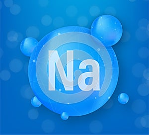 Na, Natrium blue shining pill capsule icon. Vector stock illustration