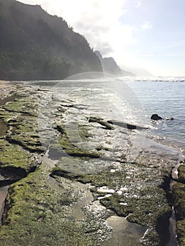 Na Pali Coast Cliffs on Kauai Island, Hawaii.