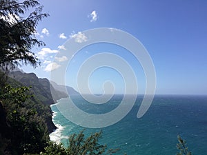 Na Pali Coast Cliffs on Kauai Island, Hawaii - Kalalau Trail.