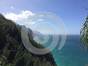 Na Pali Coast Cliffs on Kauai Island, Hawaii - Kalalau Trail.