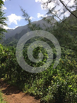 Na Pali Coast Cliffs on Kauai Island, Hawaii - Kalalau Trail.