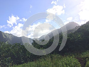 Na Pali Coast Cliffs on Kauai Island, Hawaii - Kalalau Trail.