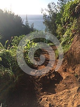 Na Pali Coast Cliffs on Kauai Island, Hawaii - Kalalau Trail.