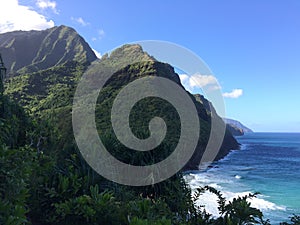 Na Pali Coast Cliffs on Kauai Island, Hawaii - Kalalau Trail.