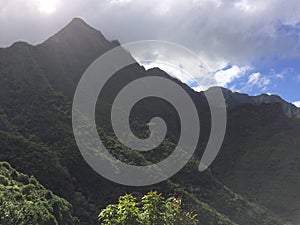 Na Pali Coast Cliffs on Kauai Island, Hawaii - Kalalau Trail.