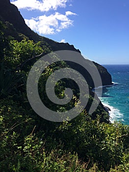 Na Pali Coast Cliffs on Kauai Island, Hawaii - Kalalau Trail.