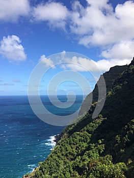 Na Pali Coast Cliffs on Kauai Island, Hawaii - Kalalau Trail.