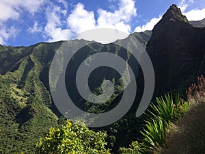 Na Pali Coast Cliffs on Kauai Island, Hawaii - Kalalau Trail.