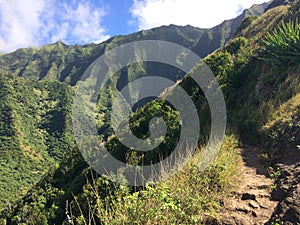 Na Pali Coast Cliffs on Kauai Island, Hawaii - Kalalau Trail.