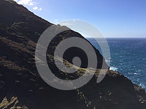 Na Pali Coast Cliffs on Kauai Island, Hawaii - Kalalau Trail.