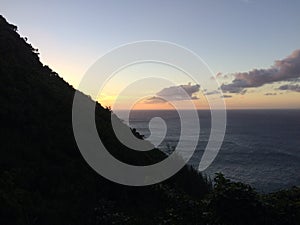 Na Pali Coast Cliffs on Kauai Island, Hawaii - Kalalau Trail.