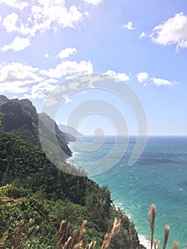 Na Pali Coast Cliffs on Kauai Island, Hawaii - Kalalau Trail.