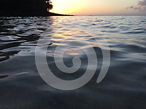 Na Pali Coast Cliffs on Kauai Island, Hawaii - View from Ke'e Beach during Sunset.