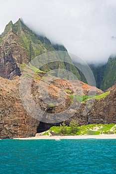 Na Pali Coast in a cloudy summer day