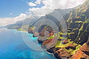 Na Pali Coast on Kauai island in summer photo