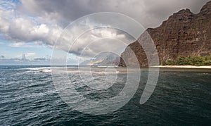 Na Pali Coastline in Kauai Hawaii, on a Stormy Afternoon. photo