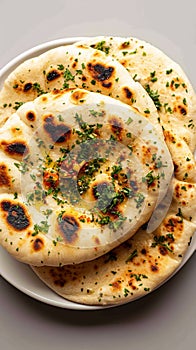 Naan perfection Nan bread served elegantly in an isolated plate