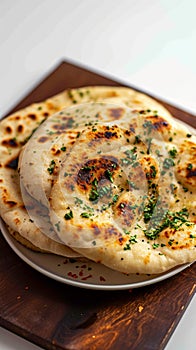 Naan perfection Nan bread served elegantly in an isolated plate