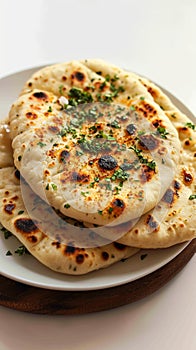 Naan perfection Nan bread served elegantly in an isolated plate