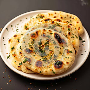 Naan perfection Nan bread served elegantly in an isolated plate