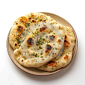 Naan perfection Nan bread served elegantly in an isolated plate